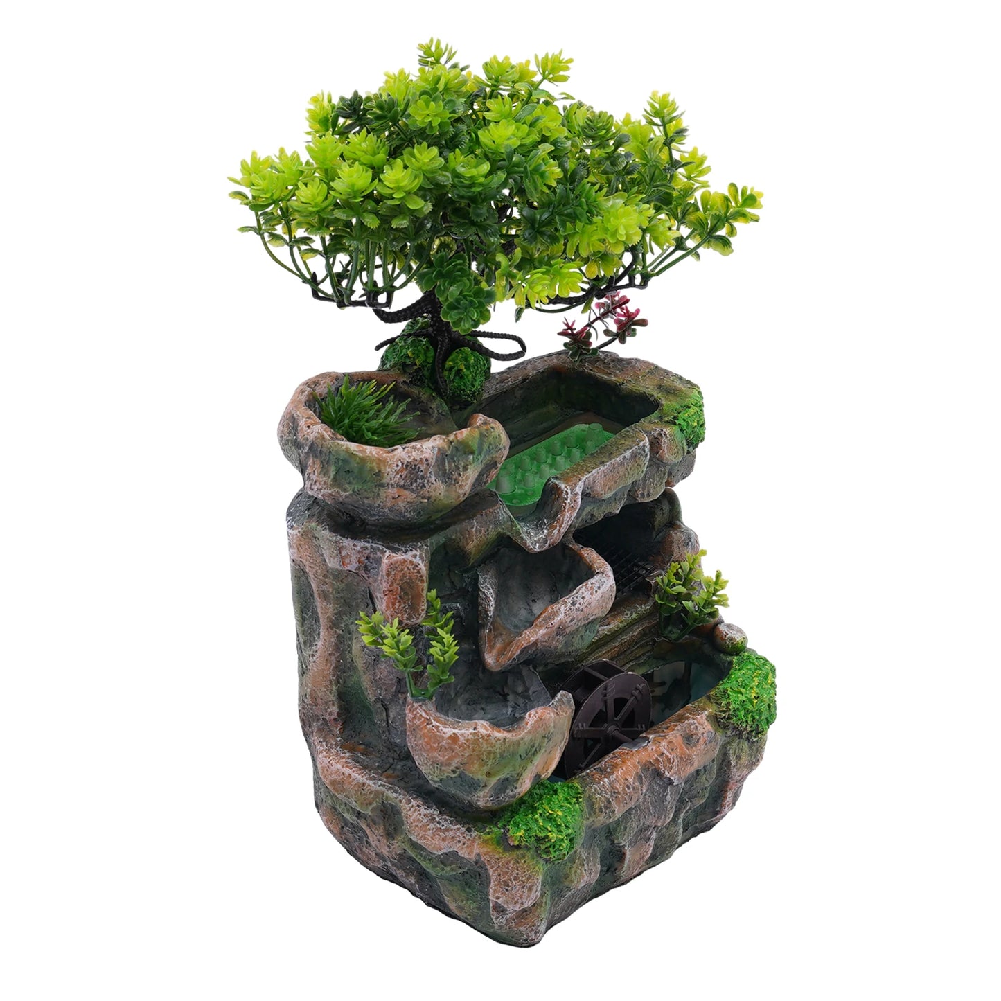 Tabletop Fountain Rockery, Small Waterfall Water Fountains Indoor with Water Pump Atomizer for Home Office Bedroom Desk Decor
