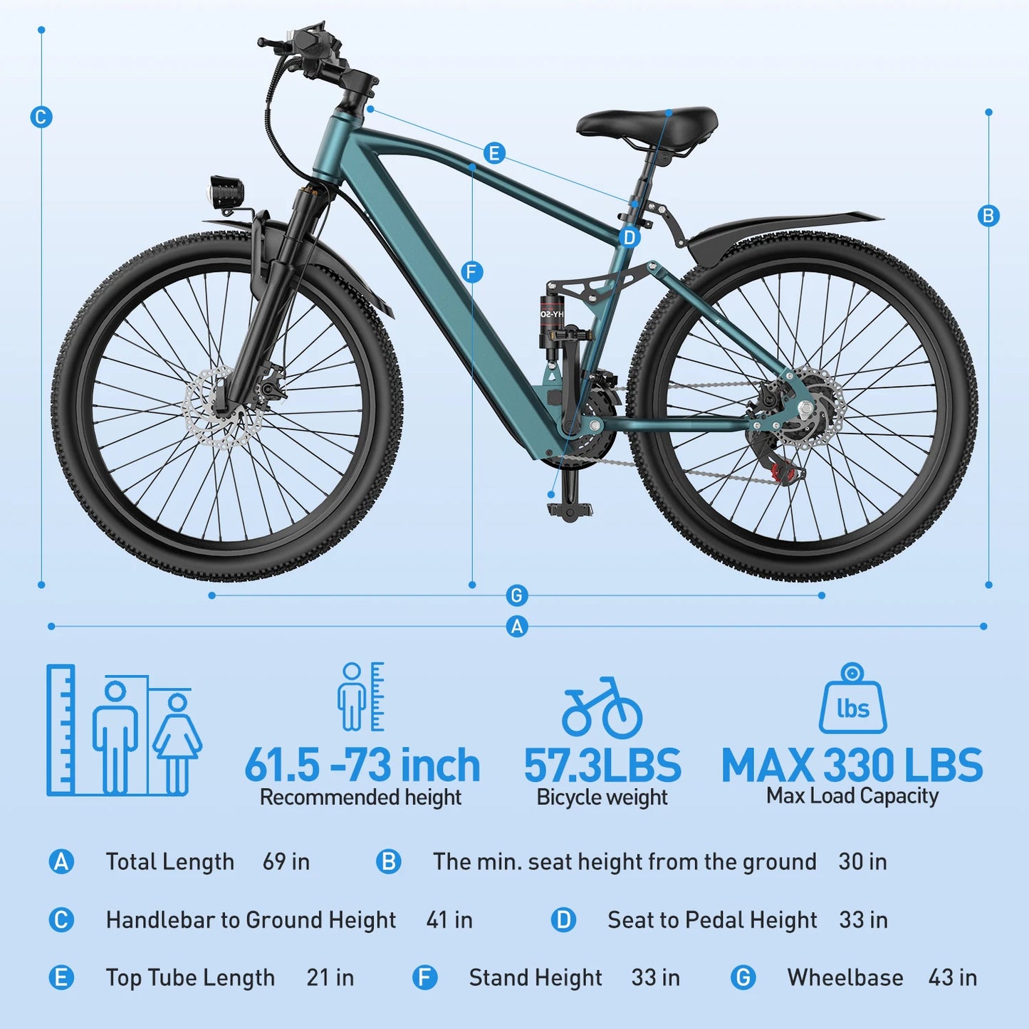 26" 24" Electric Motorcycles Mountain Balance Bike Ebike with 36V 374Wh/468Wh Removable Battery, 500W Motor, 21-Speed Gears
