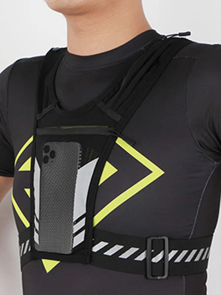 Running Phone Holder Vest Lightweight Cycling Vest Unisex Breathable Mesh Running Chest Pouch Adjustable Buckle for Summer
