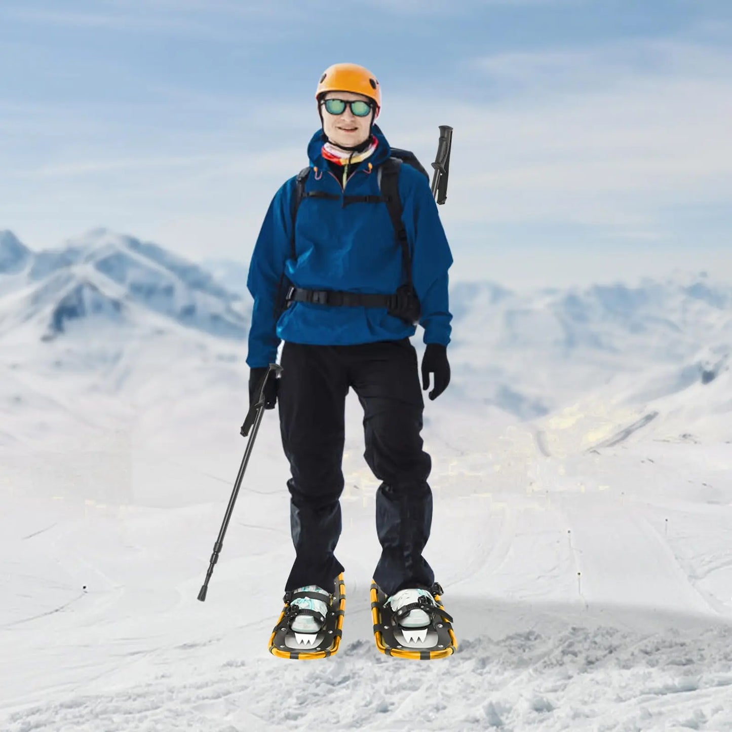 Snowshoes with Adjustable Trekking Poles Bundle, Carry Bag Lightweight Aluminum Walking Hiking Poles Durable All Terrain with a