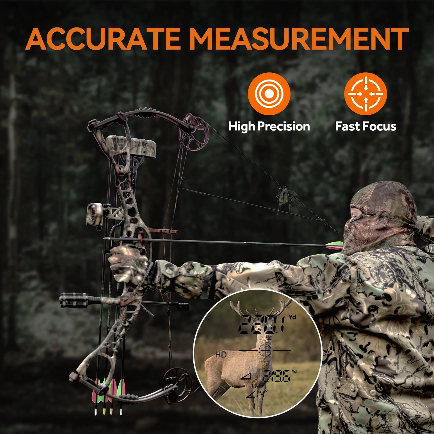 MiLESEEY Range Finder for hunting PF2E, 600m Laser Rangefinder, 7° Big Field View, with Rain and Fog Ranging Mode, BOW Mode