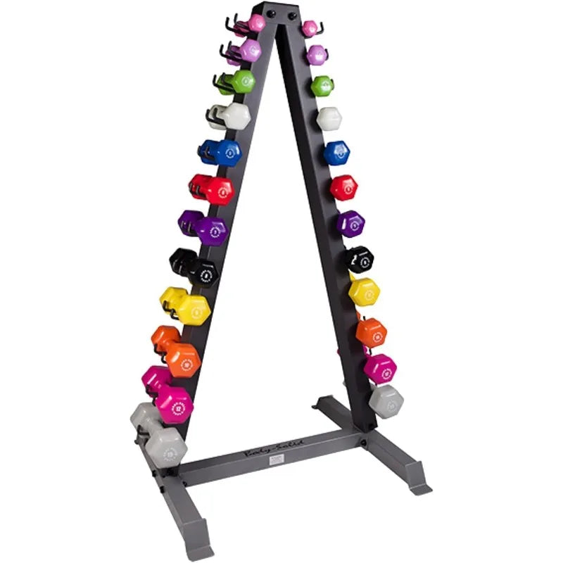 Body-Solid Vertical Dumbbell Rack Stand Only, Storage for 1lb to 15 lbs, Weight Rack Holds 12 Pairs of Vinyl Neoprene Dumbbell