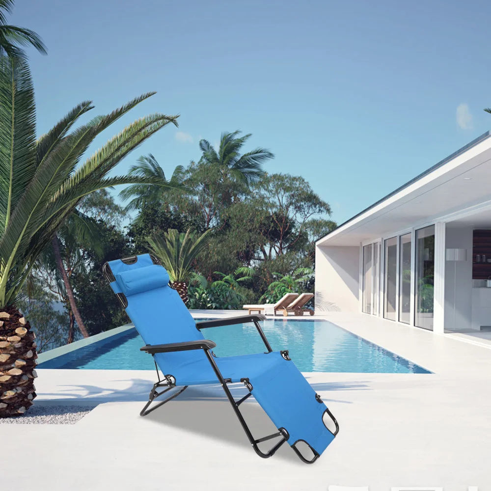 RHC 202 Portable Dual Purposes Extendable Folding Reclining Chair Blue