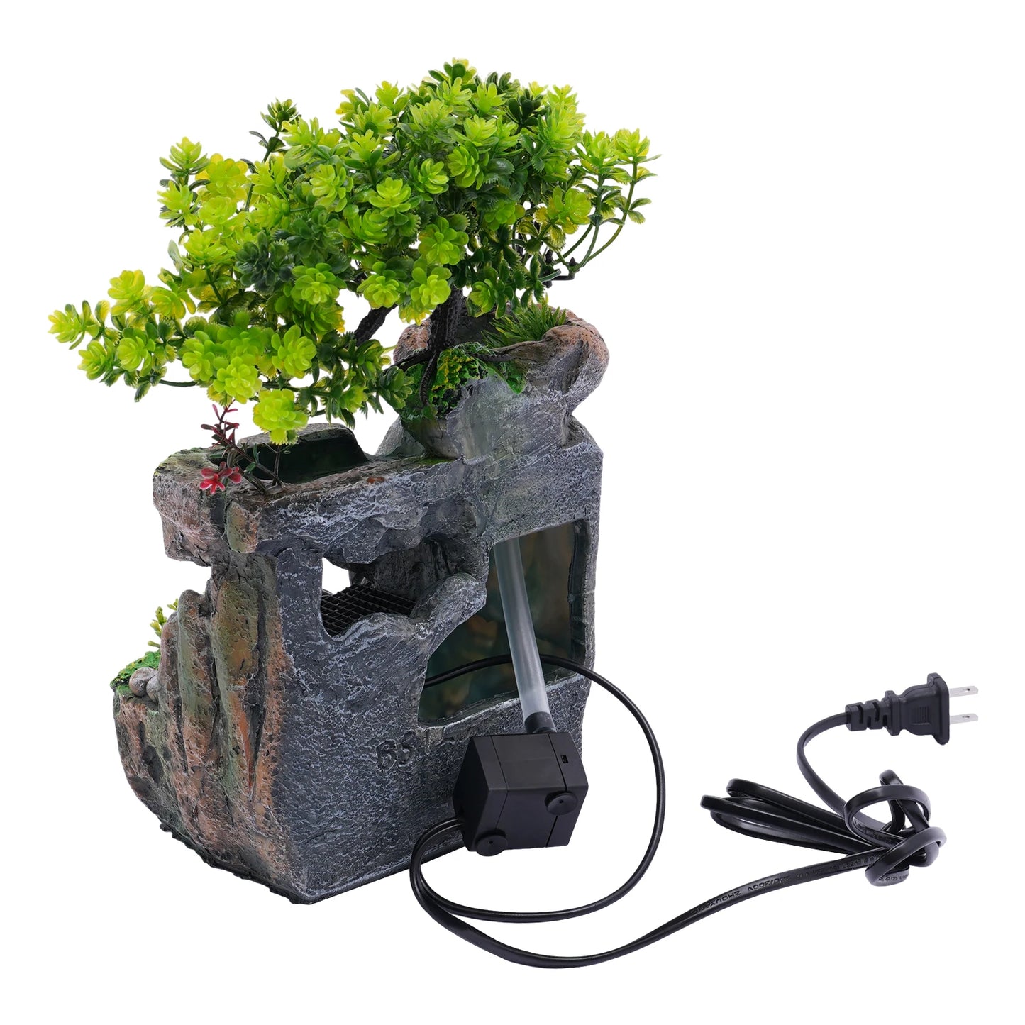 Tabletop Fountain Rockery, Small Waterfall Water Fountains Indoor with Water Pump Atomizer for Home Office Bedroom Desk Decor