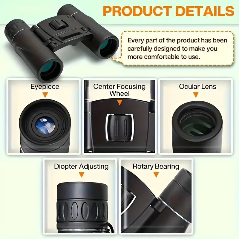 1PC HD Zoom Binoculars 8X21 Long Range Telescope Compact Folding Design for Outdoor Tourism and Camping