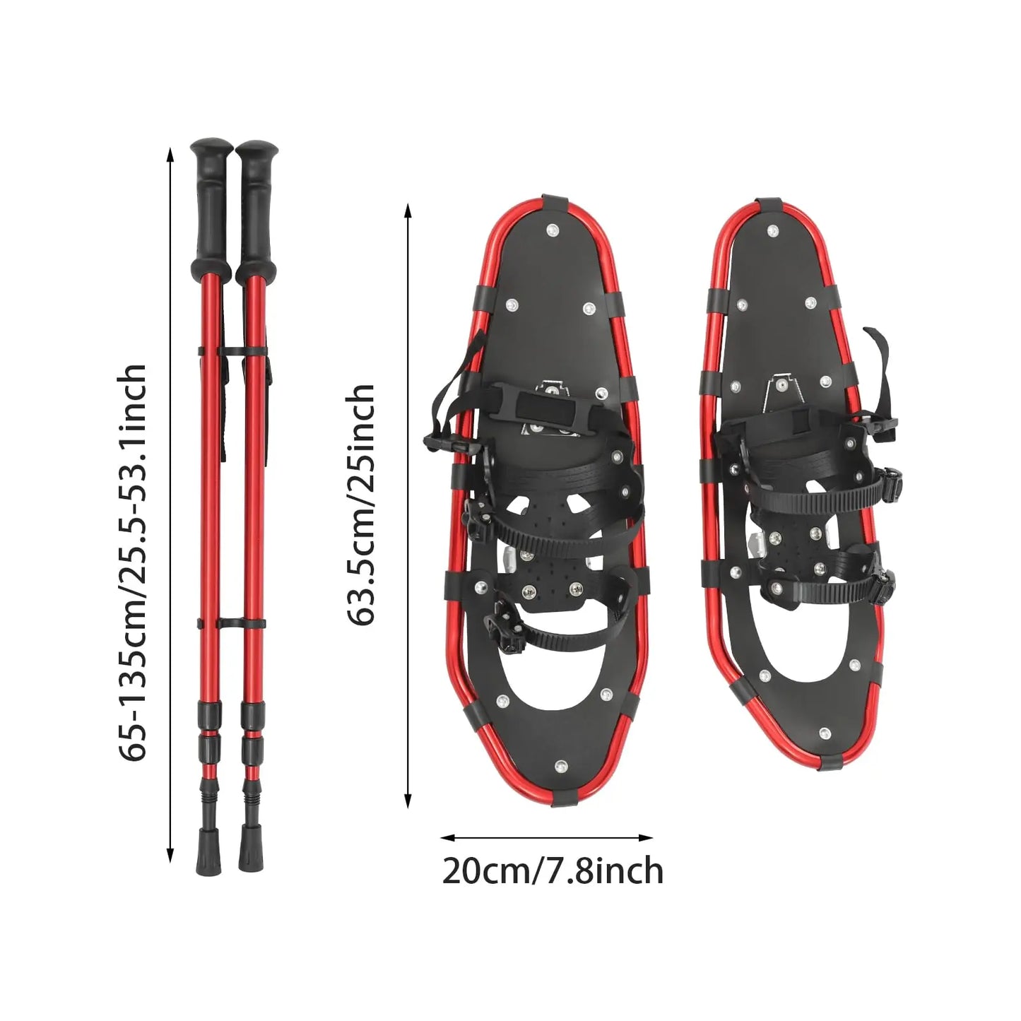 Snowshoes with Adjustable Trekking Poles Bundle, Carry Bag Lightweight Aluminum Walking Hiking Poles Durable All Terrain with a