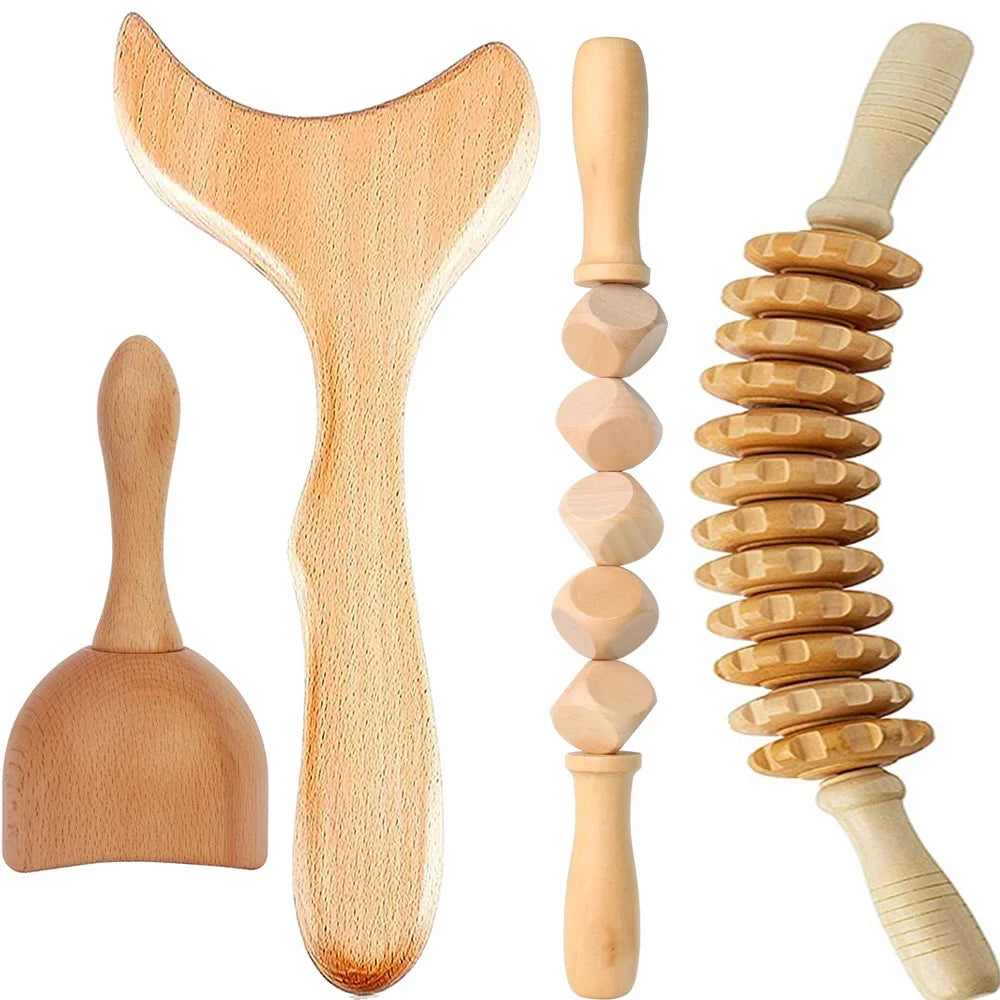 2/4/6/8PCS Wooden Therapy Massage Sets Pain Relief Maderoterapia CorporalAnti Cellulite Body Slimmling Gua Sha Back Massager