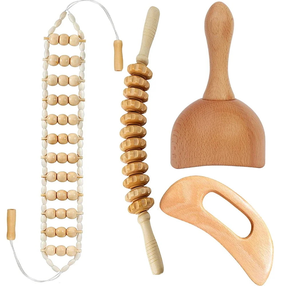 2/4/6/8PCS Wooden Therapy Massage Sets Pain Relief Maderoterapia CorporalAnti Cellulite Body Slimmling Gua Sha Back Massager