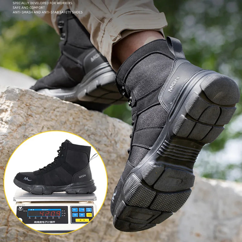 Light Breathable Safety Shoes for Men with Steel Toe Cap Anti Smash Work Shoes Indestructible and Anti Puncture Design
