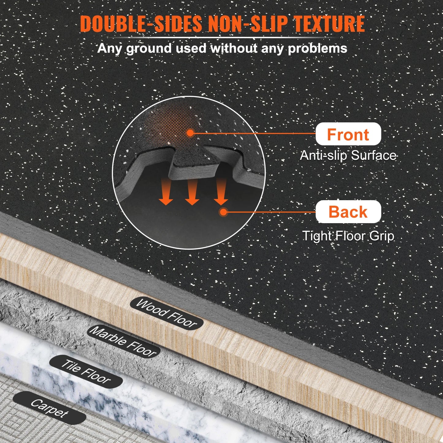SucceBuy 25/12/6 PCS 1/2 in Thick Gym Floor Mats EVA Foam & Rubber Top Interlocking Workout Floor Mats Waterproof Exercise Mats