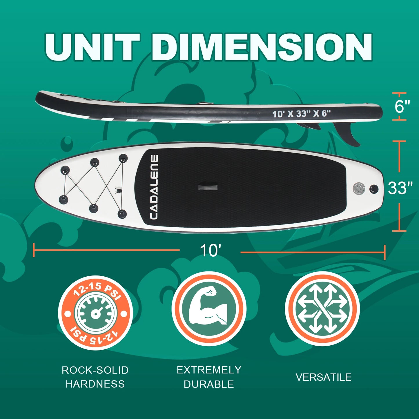 Cadalene Inflatable Stand Up Paddle Board with SUP Accessories Anti Slip EVA Deck 10 Inch Inflatable Paddle Boards for Adults