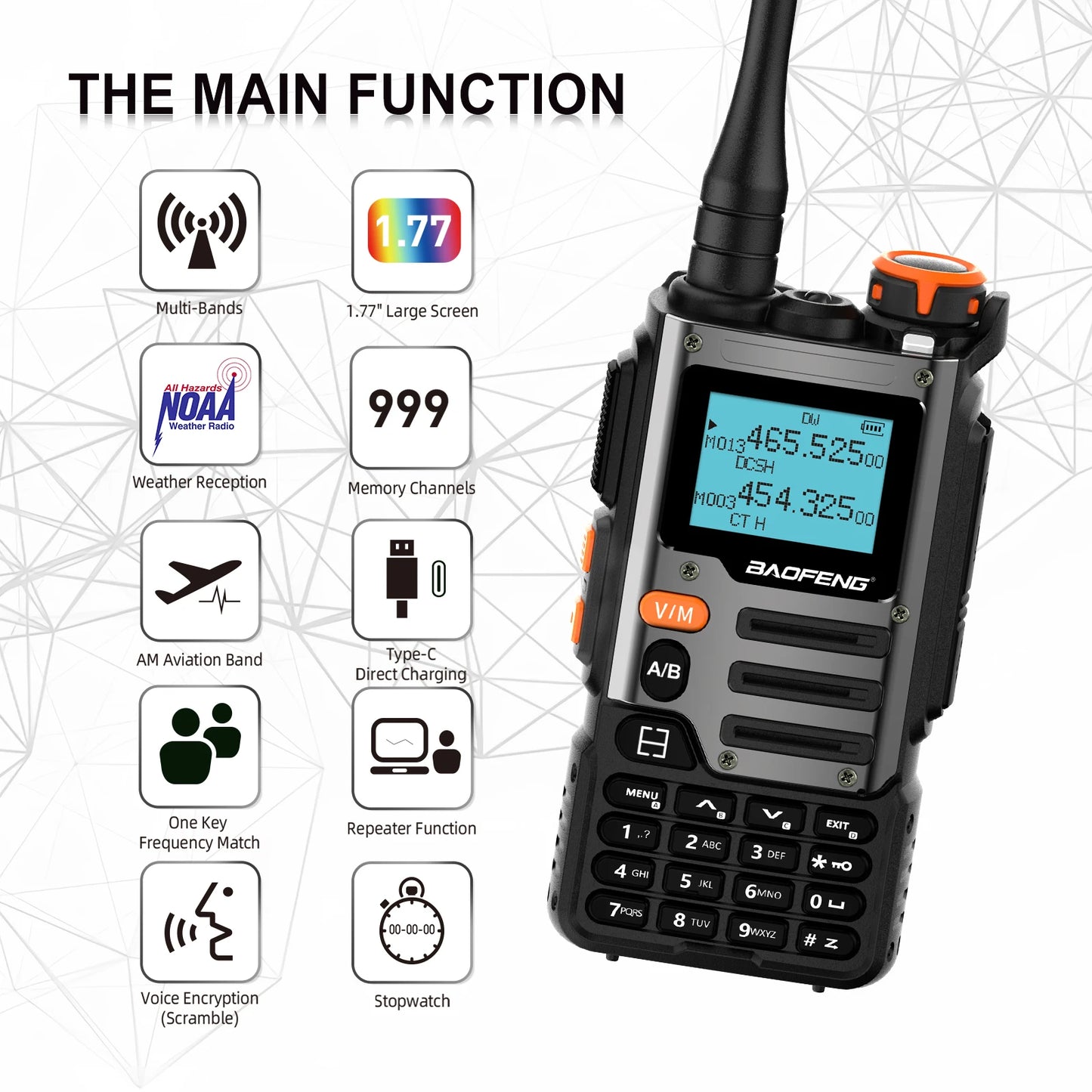 Baofeng UV K68 Walkie Talkie Air Band Radio Type C K68 Charge UHF VHF DTMF FM NOAA Wireless Frequency Two Way Radio