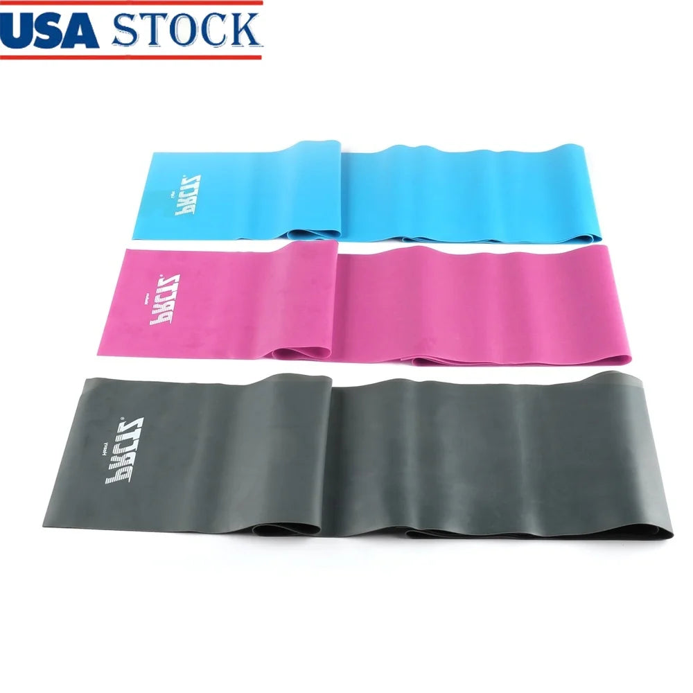 Essential Resistance Bands Set 3 Pack Flat Stretch Bands Fitness Training Equipment Home Gym Squats Lunges Full Body Workout