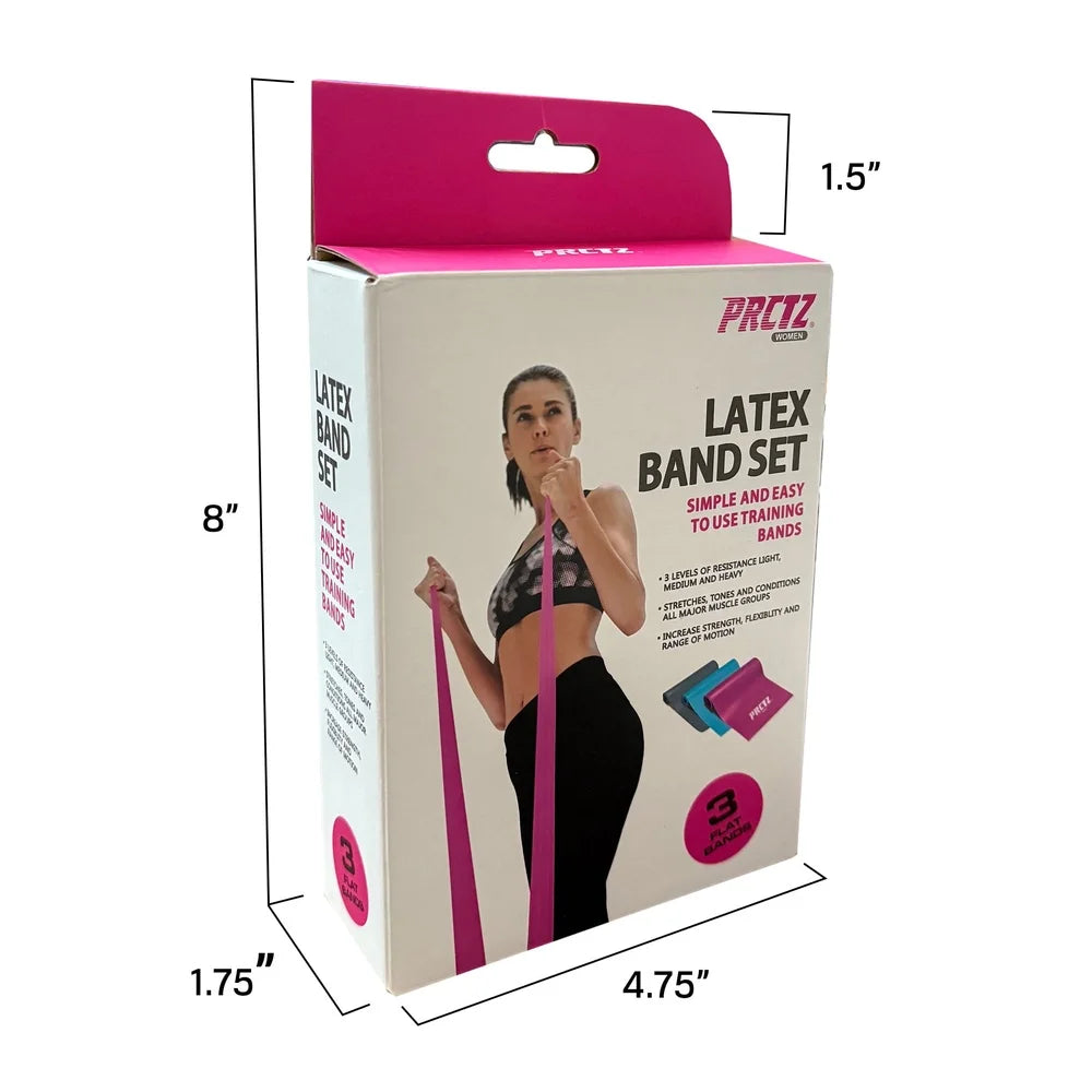 Essential Resistance Bands Set 3 Pack Flat Stretch Bands Fitness Training Equipment Home Gym Squats Lunges Full Body Workout
