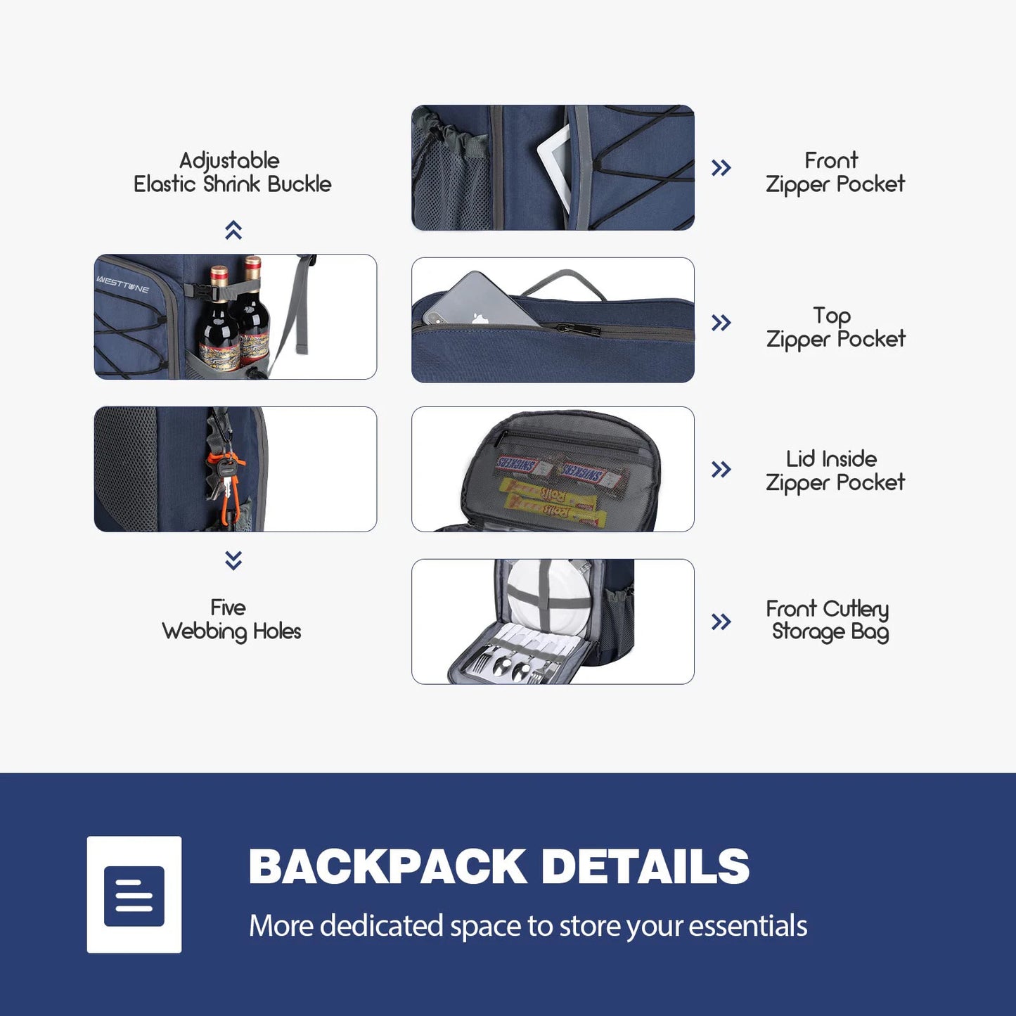 WestTune 35 Can Cooler Backpack Leakproof Insulated Soft Cooler Bag for Camping Beach Hiking and Travel