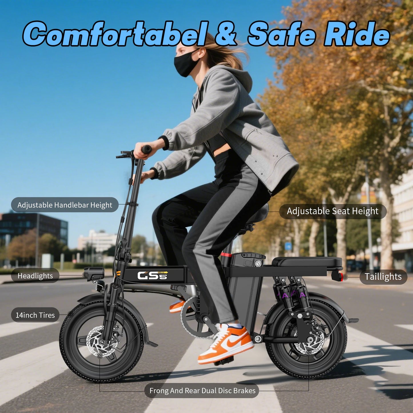 Electric Bike for Adults Teen-Folding Electric Bicycle 750W Peak Motor,20+MPH 35 Miles,Commuter Ebike 48V 15AH Removable Battery