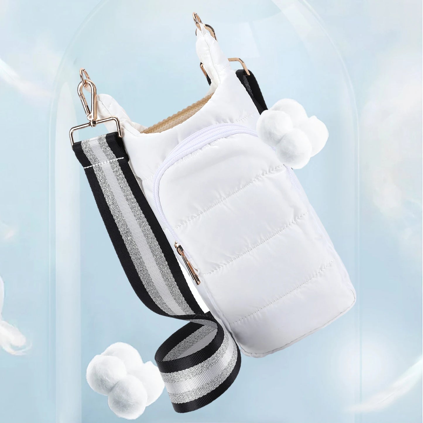 Water Bottle Holder Adjustable Wide Strap Water Bottle Puffer Tote Portable Water Bottle Pouch Soft for Outdoor Travel