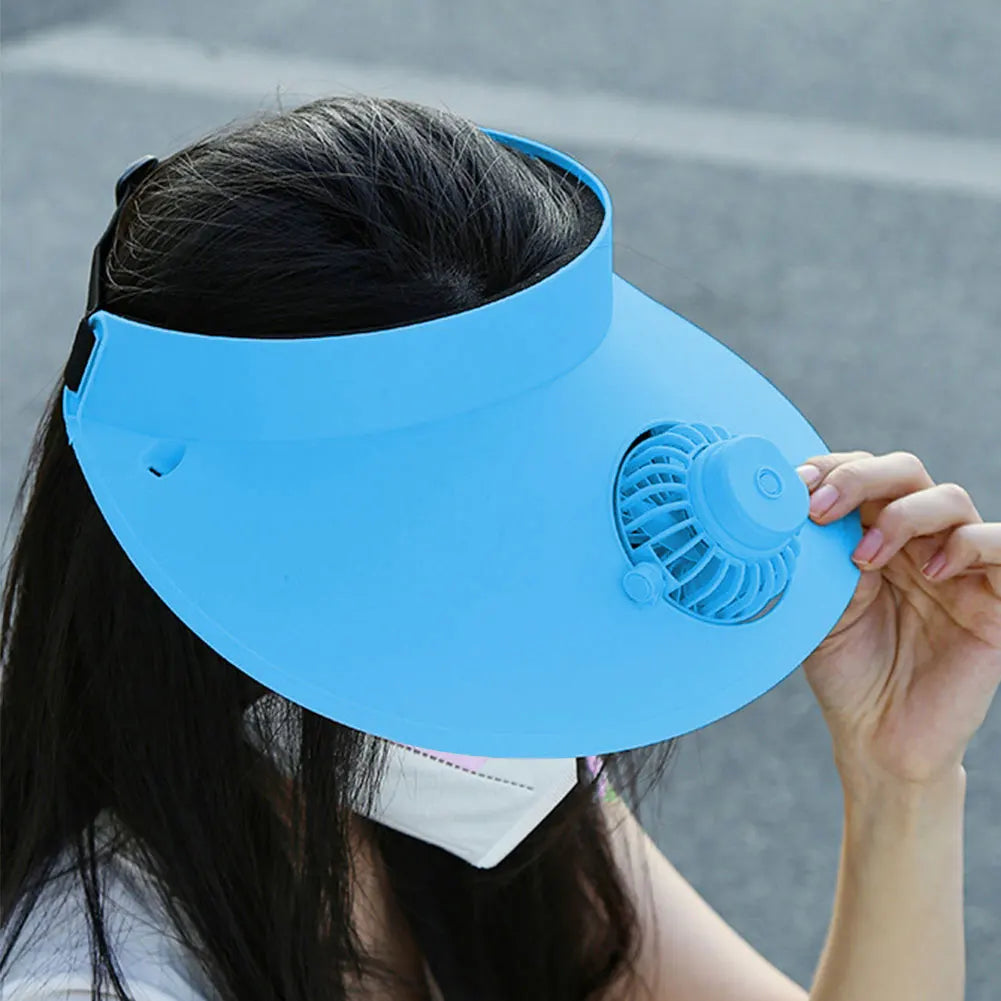 Sun Visor Hat With Fan Solar And USB Charging Sun Protection Hat Breathable Summer Cooling Fan Hat For Outdoor Camping Fishing