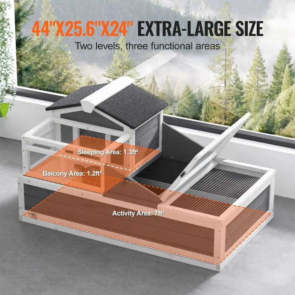 Wooden Tortoise Habitat Indoor Outdoor 3 Room 44x25.6x24in