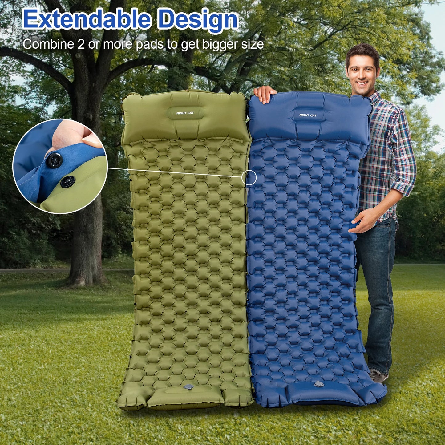 Waterproof Ultralight Air Mattress with Pillow Insulated Outdoor Inflatable Sleeping Pad Lightweight TPU