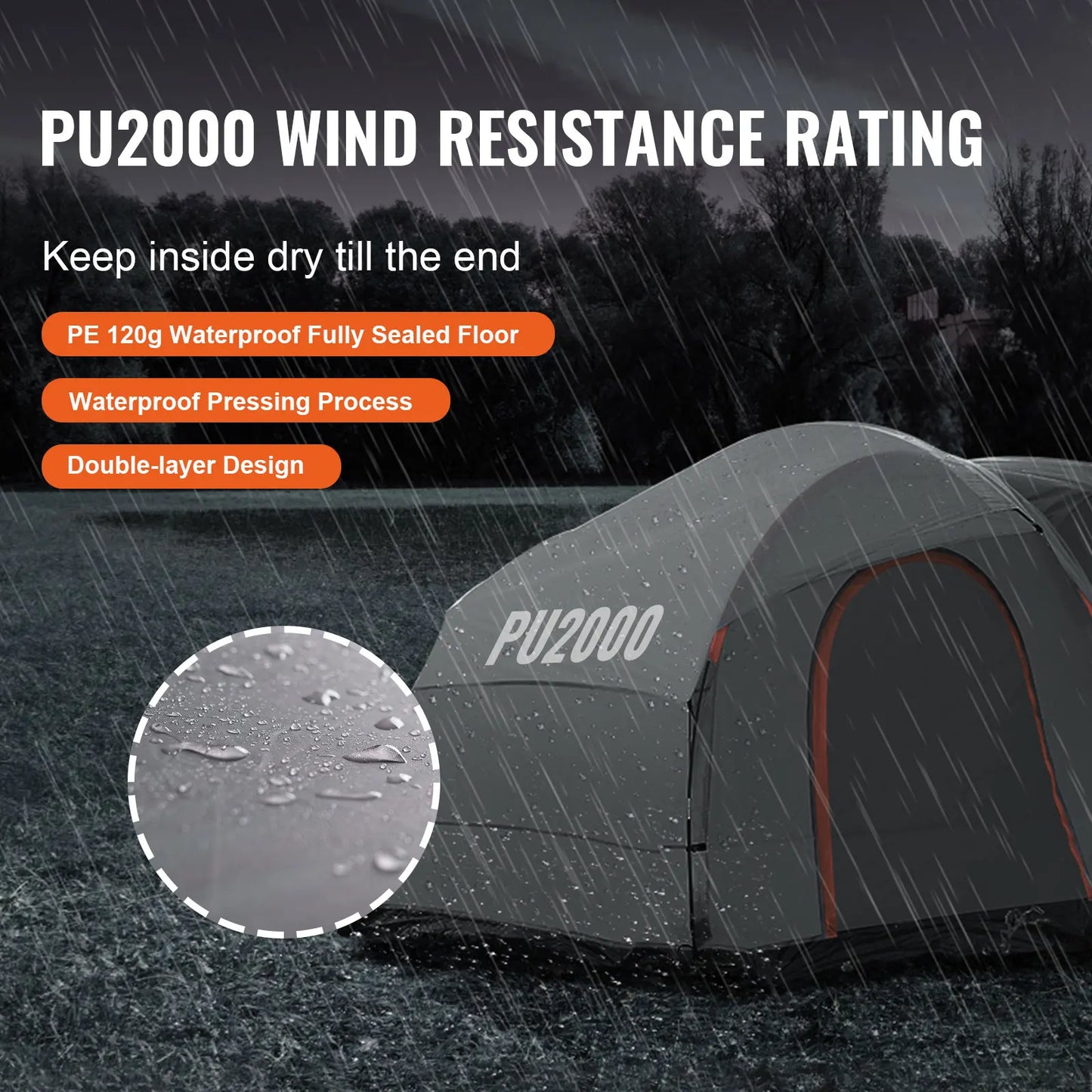 SucceBuy SUV Camping Tent 8 to 8 Foot SUV Tent Attachment with Rain Layer and Carry Bag PU2000mm Double Layer Truck Tent