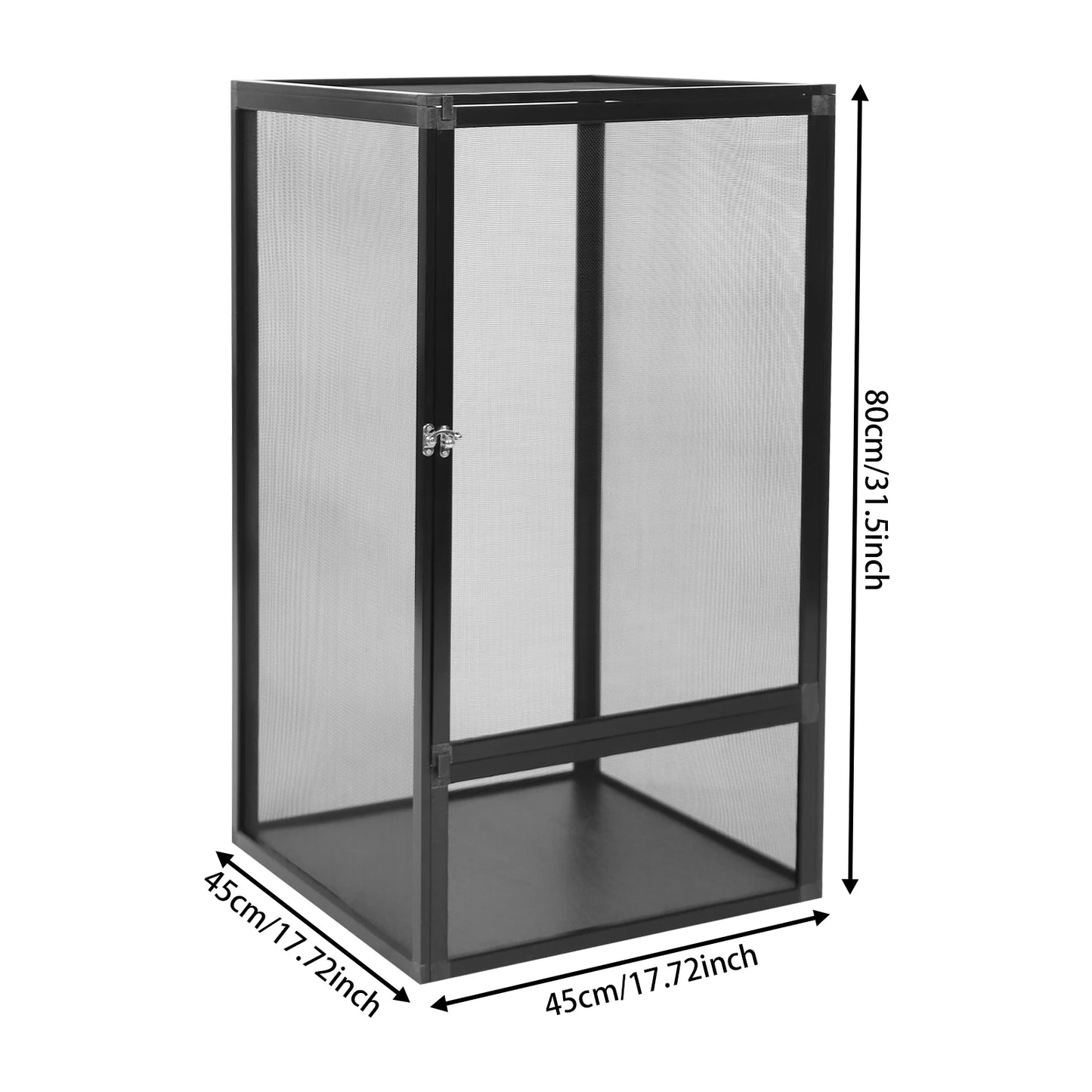Reptile Terrarium, Enclosure w/Fine Mesh Ventilation, Removable Top, Escape-Proof Locking Latch for Lizards/Snakes/Insects
