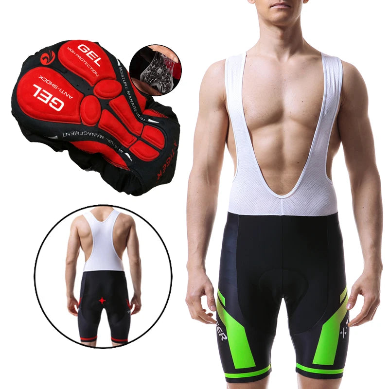 X Tiger Pro Cycling Bib Shorts Mountain Bike Shorts Summer Shockproof 5D Gel Pad Cushion MTB Bicycle Bib Tights Triathlon