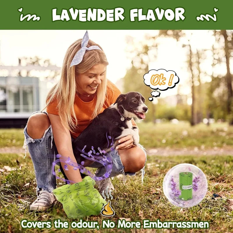 Dog Poop Bag Set with Dispenser and Leash Clip Thick Waste Bags for Puppy Small Medium Large Dog and Cat