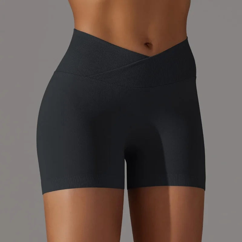 3 Pieces Women Solid Peach High Waist Yoga Scrunch Butt Shorts High Elastic Breathable Running Biker Pants