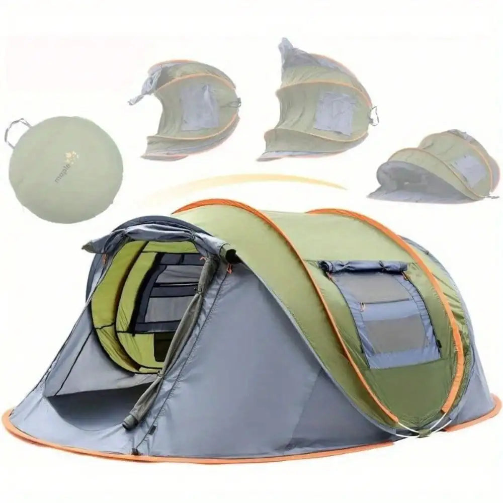 Camping Tent for Four People Easy Pop Up Design with Two Doors UPF50 Waterproof