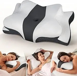 True Cooling Cervical Neck Pillow for Pain Relief, Ergonomic Side Sleeper Pillow for Neck Support, Odorless Orthopedic Contour