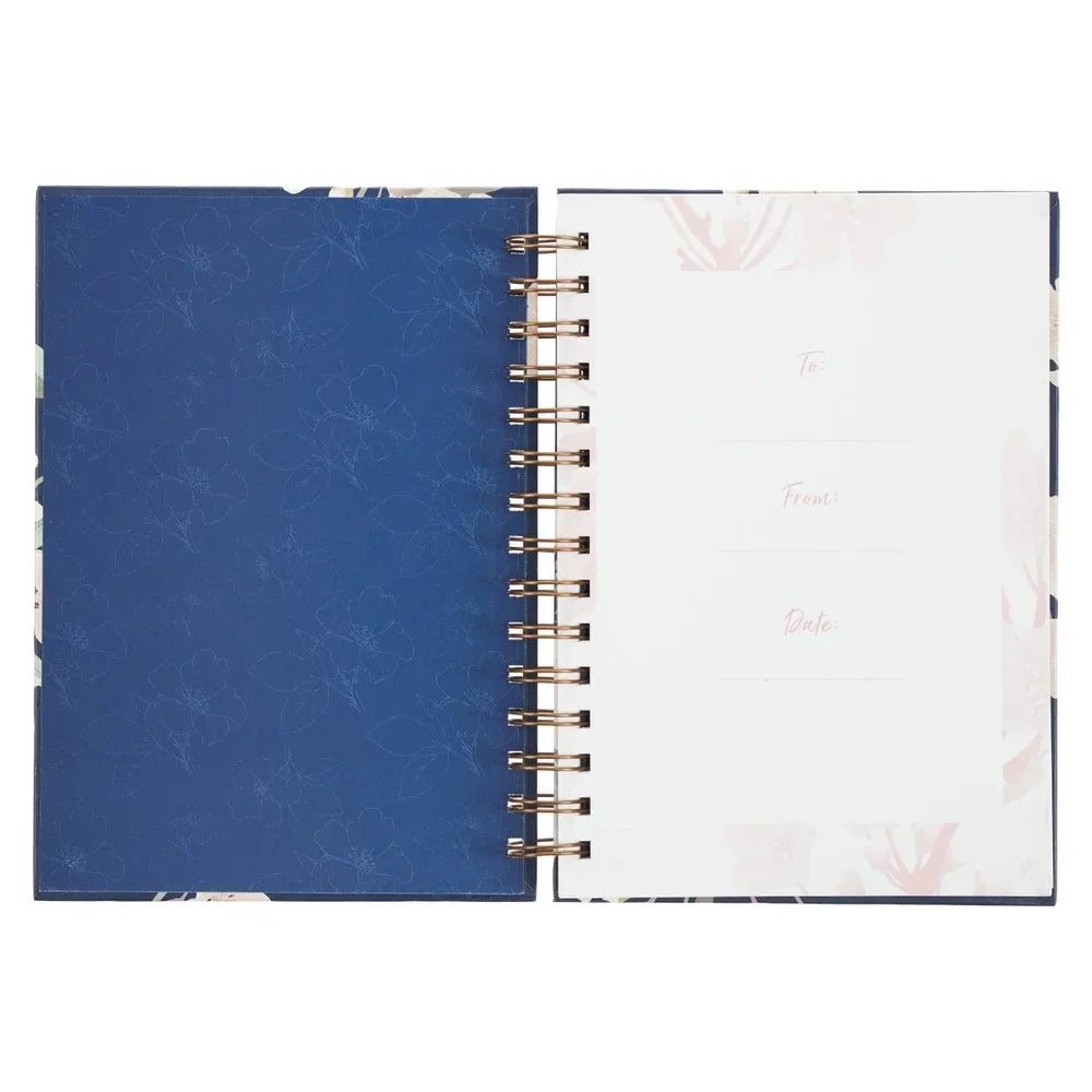 Inspirational Spiral Journal Large Hardcover 192 Lined Pages Embossed Design UV Varnished Silver Foil It Is Well With My Soul