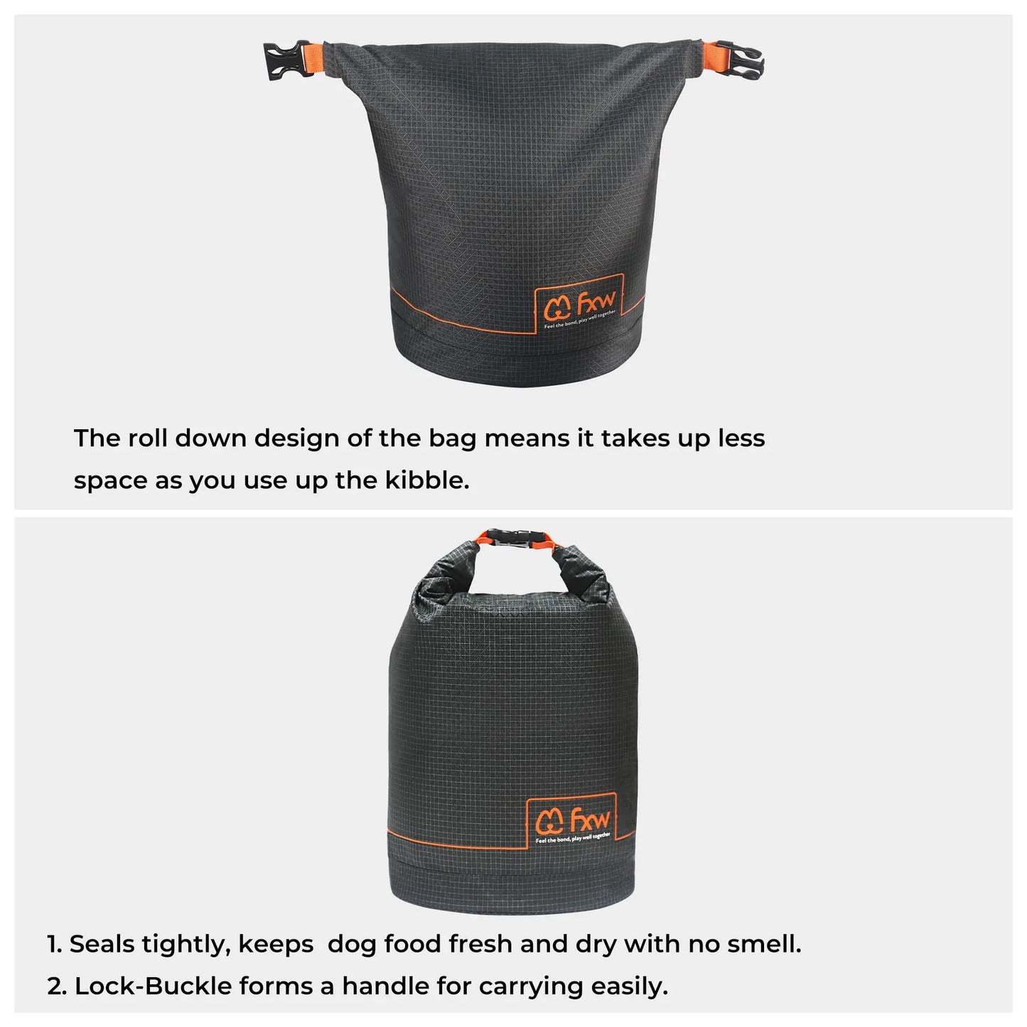FXW Dog Food Travel Bag,Large Capacity for Travel Kibble Storage Perfect for RV Road Trips, Camping, Longterm Dog Boarding Gear