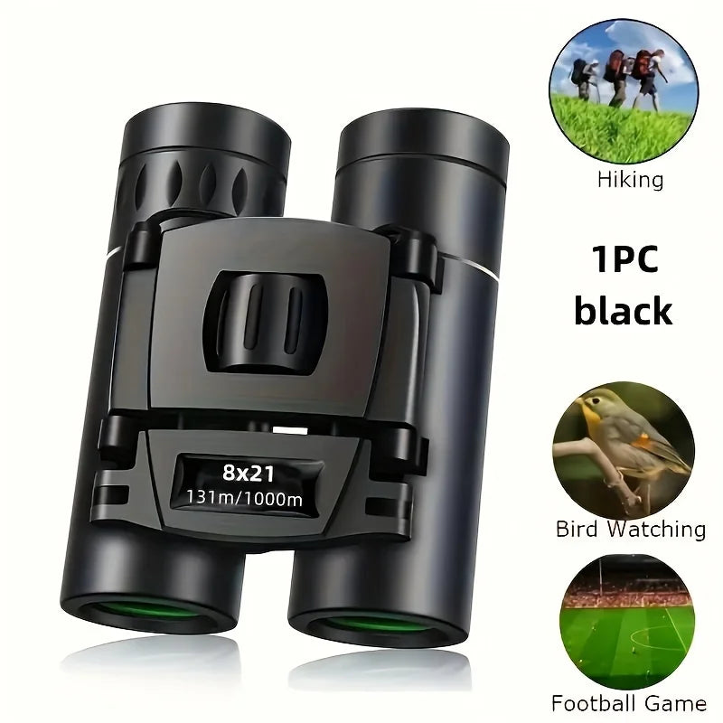1PC HD Zoom Binoculars 8X21 Long Range Telescope Compact Folding Design for Outdoor Tourism and Camping