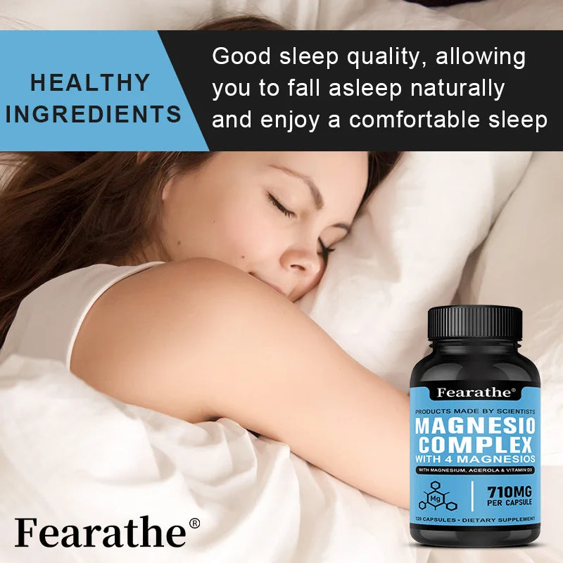 Magnesium Citrate, Magnesium Supplement for Men and Women, Improves Sleep, Relieves Stress and Anxiety, 120 Capsules