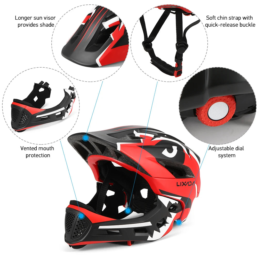 【Sale】Kids Detachable Full Face Helmet Children Sports Safety Helmet for Cycle Skateboarding Roller Skating