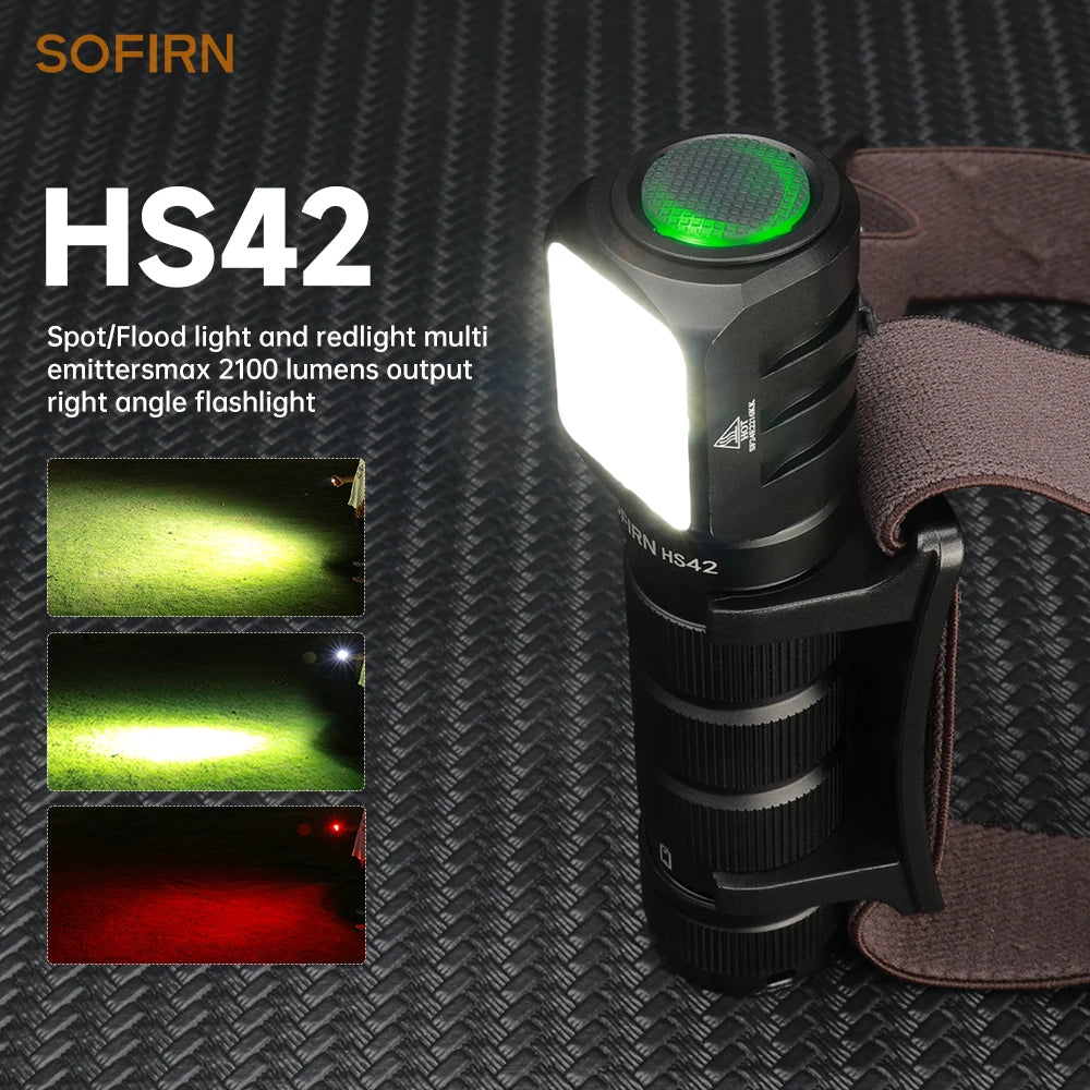 Sofirn HS42 Headlamp 2100 Lumens 18650 EDC USB C Rechargeable Power Bank Flashlight SST40 LED Torch with Magnetic for Camping