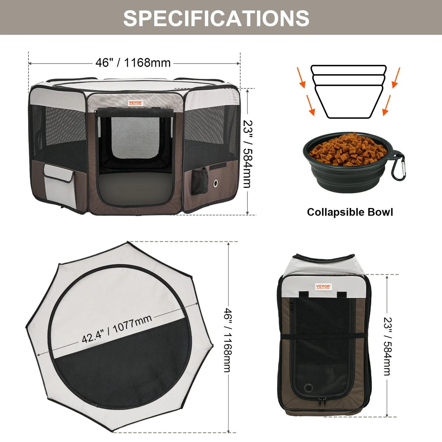 VEVOR Portable Foldable Pet Playpen Tent Crate Kennel Waterproof Puppy Shelter for Dogs and Cats Indoor Outdoor Travel Camping