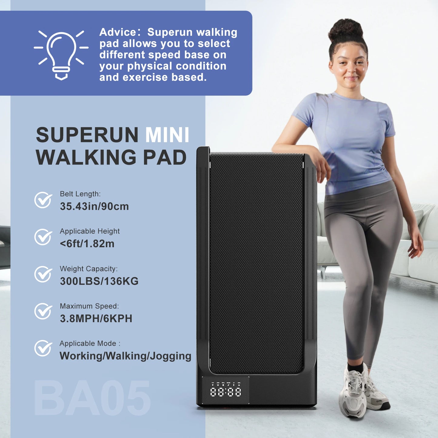 3-in-1 Portable Treadmill with Remote Cntrol LED Display 2.5HP Silent Walkingpad Jogging Machine for Home Office 300LBS Capacity