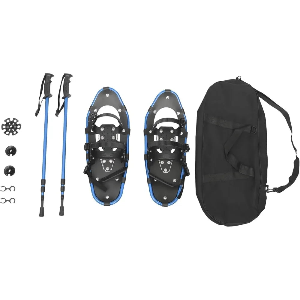 21INCH Snowshoes with Adjuatable Trekking Poles Bundle Carry Bag Light Weight Aluminum Walking Hiking Poles Durable All Terrain