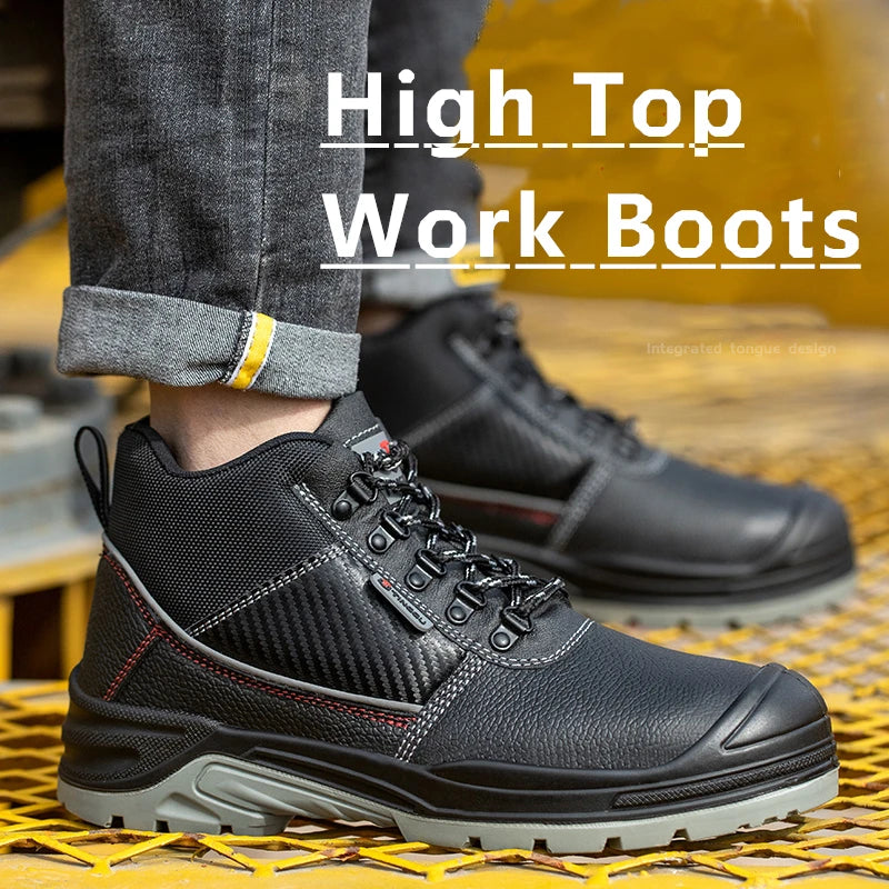 Safety Shoes for Men Waterproof Work Boots Anti Smash Anti Puncture Protective Steel Toe Boots Outdoor Sneakers