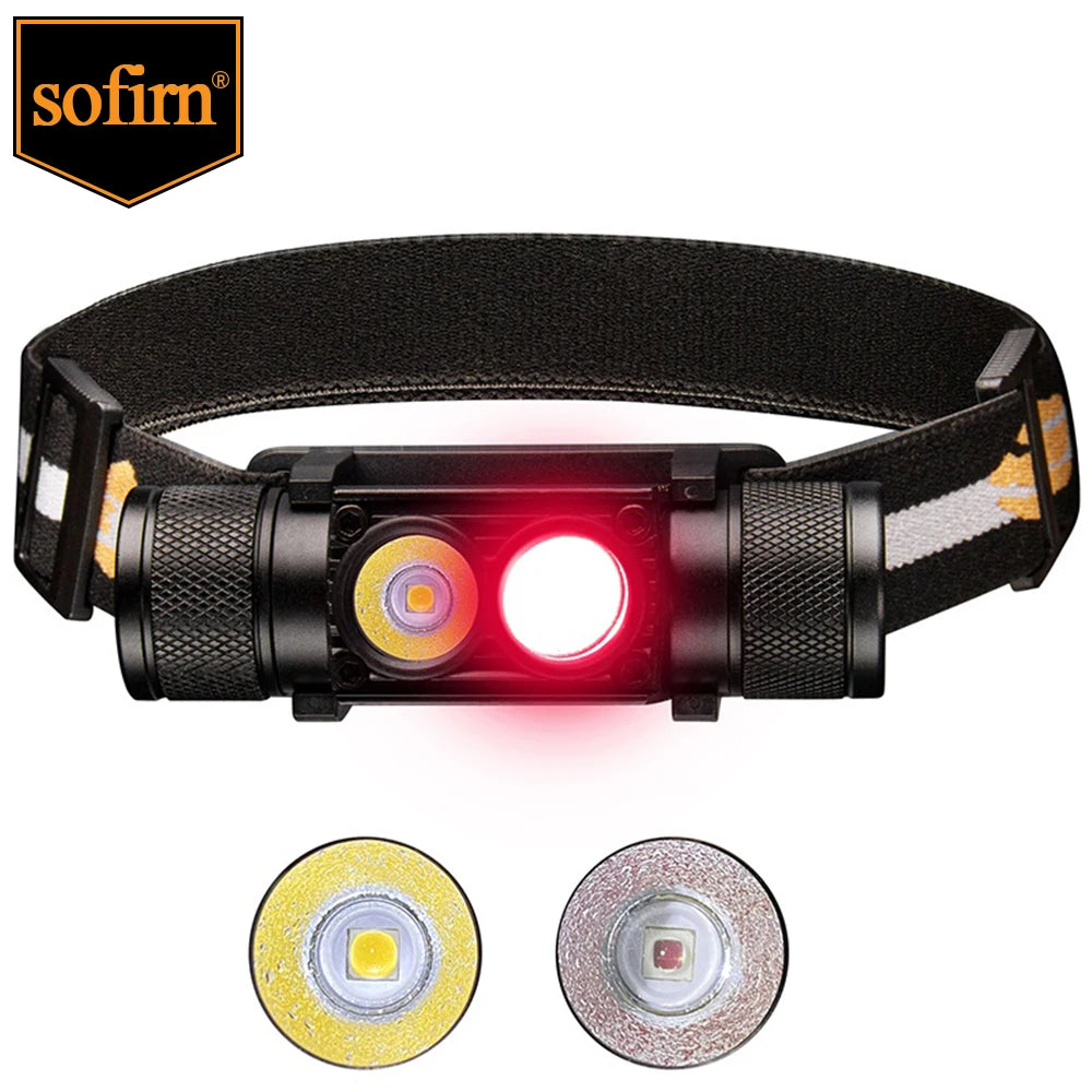 H25LR LED 90 High CRI Rechargeable Headlamp Powerful Lightweight Head Flashlight with Bright White Light and 660nm Deep Red Torch