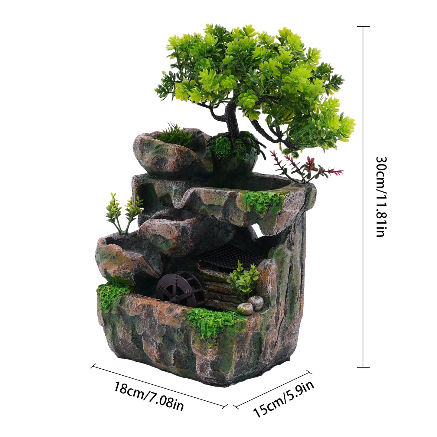 Tabletop Fountain Rockery, Small Waterfall Water Fountains Indoor with Water Pump Atomizer for Home Office Bedroom Desk Decor