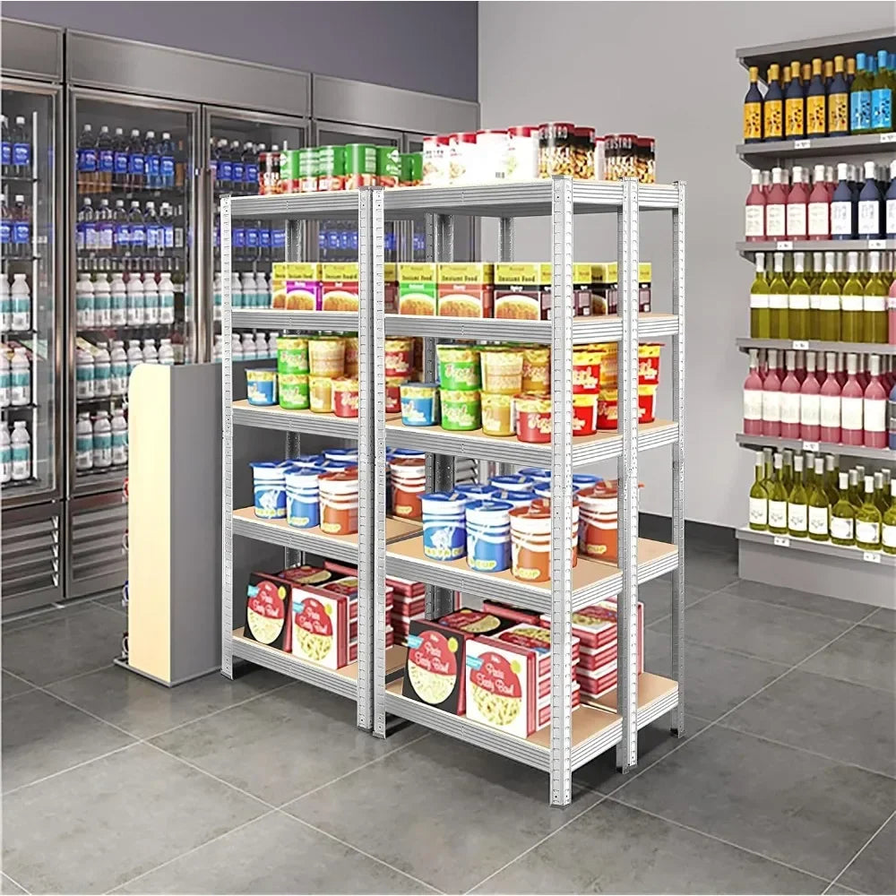 Metal Shelving Unit 5 Tier Storage Shelves Garage Shelving Heavy Duty Utility Rack for Warehouse Garage Pantry Kitchen