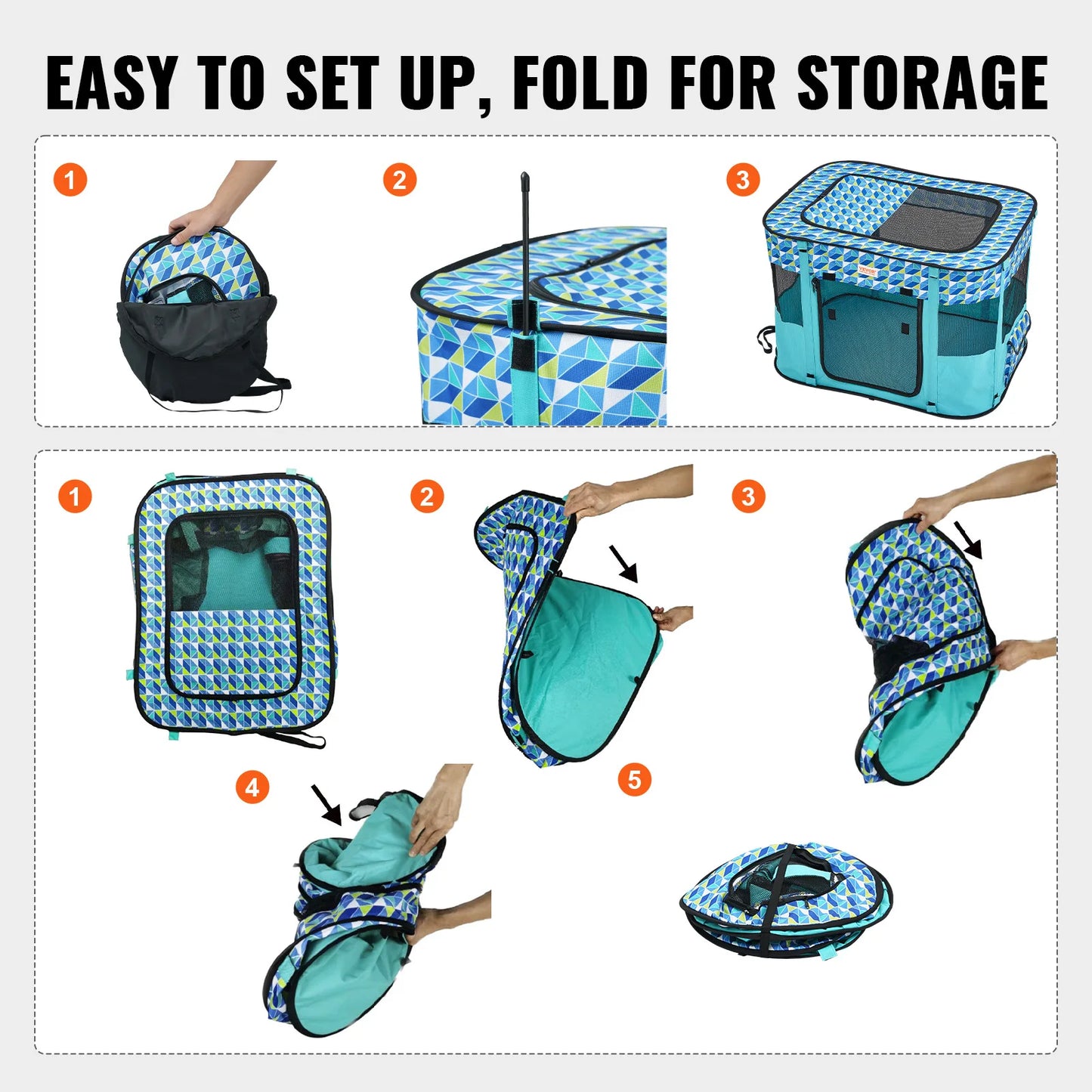 VEVOR Portable Foldable Pet Playpen Tent Crate Kennel Waterproof Puppy Shelter for Dogs and Cats Indoor Outdoor Travel Camping