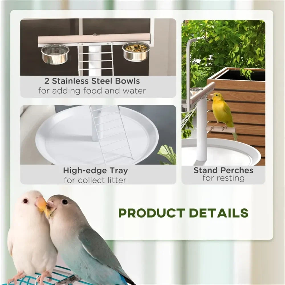 Bird Stand Parrot Perch And Playing Stand Birds Frame birds accessoires bird house Stainless Steel Feeding Bowls poultry feeder