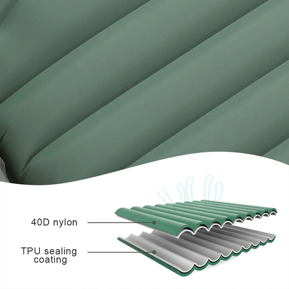 10cm Self-Inflating Sleeping Mat with Foot Pump and Pillow Ultralight Waterproof Camping Air Mattress for Outdoor Use