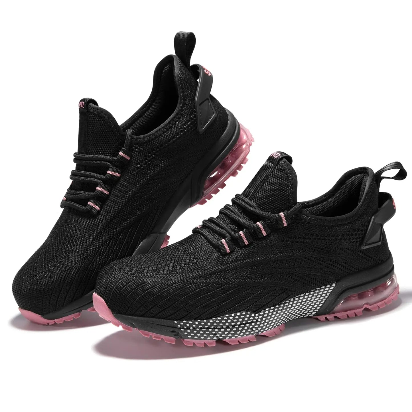 Spiez Safety Shoes for Women Lightweight Non Slip Work Shoes Air Cushion Sneakers for Work and Daily Wear Black Pink