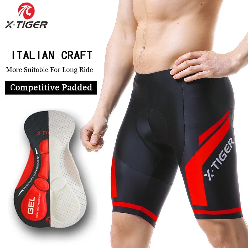 X Tiger Pro Cycling Bib Shorts Mountain Bike Shorts Summer Shockproof 5D Gel Pad Cushion MTB Bicycle Bib Tights Triathlon