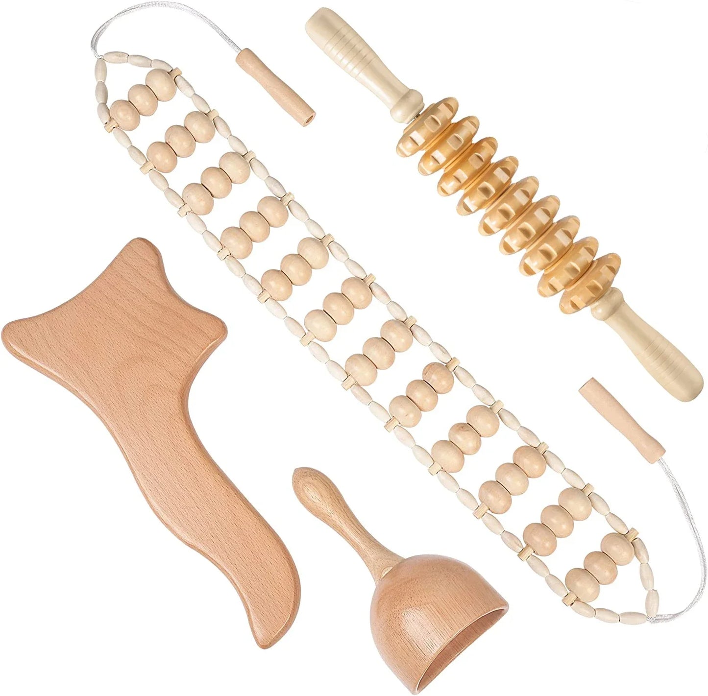 2/4/6/8PCS Wooden Therapy Massage Sets Pain Relief Maderoterapia CorporalAnti Cellulite Body Slimmling Gua Sha Back Massager
